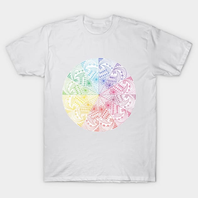 Rainbow Mandala T-Shirt by calenbundalas